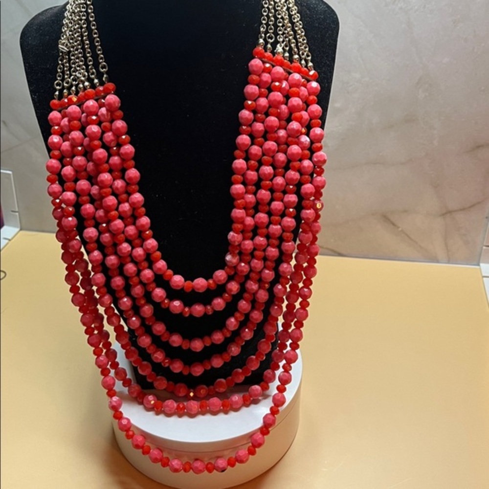 Juicy Couture Red and Pink Beaded Necklace RARE